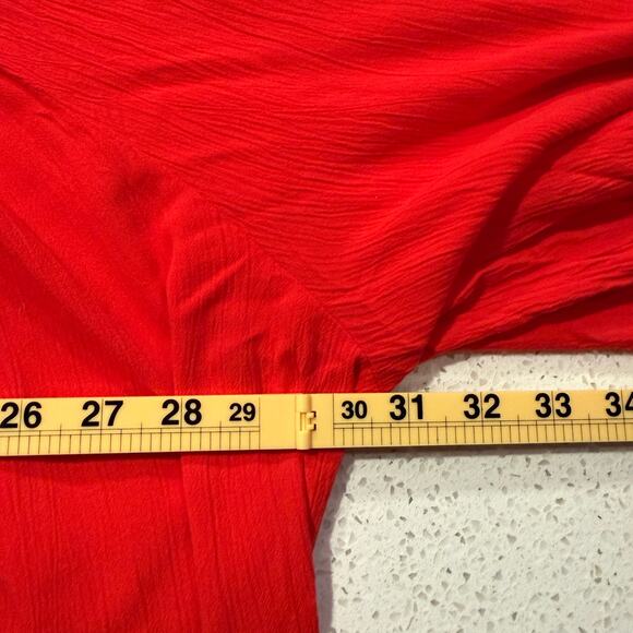 Knox Rose Red Boho Peasant Blouse 3X Plus Size Flowy Long Puff Sleeves Cottage - Picture 6 of 7